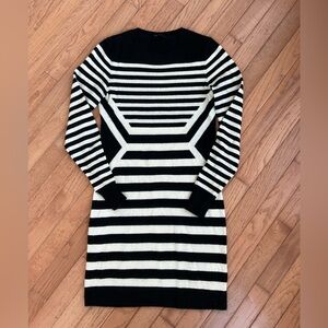 LKNU THEORY Black White striped 100% Cashmere Sweater Dress Midi S